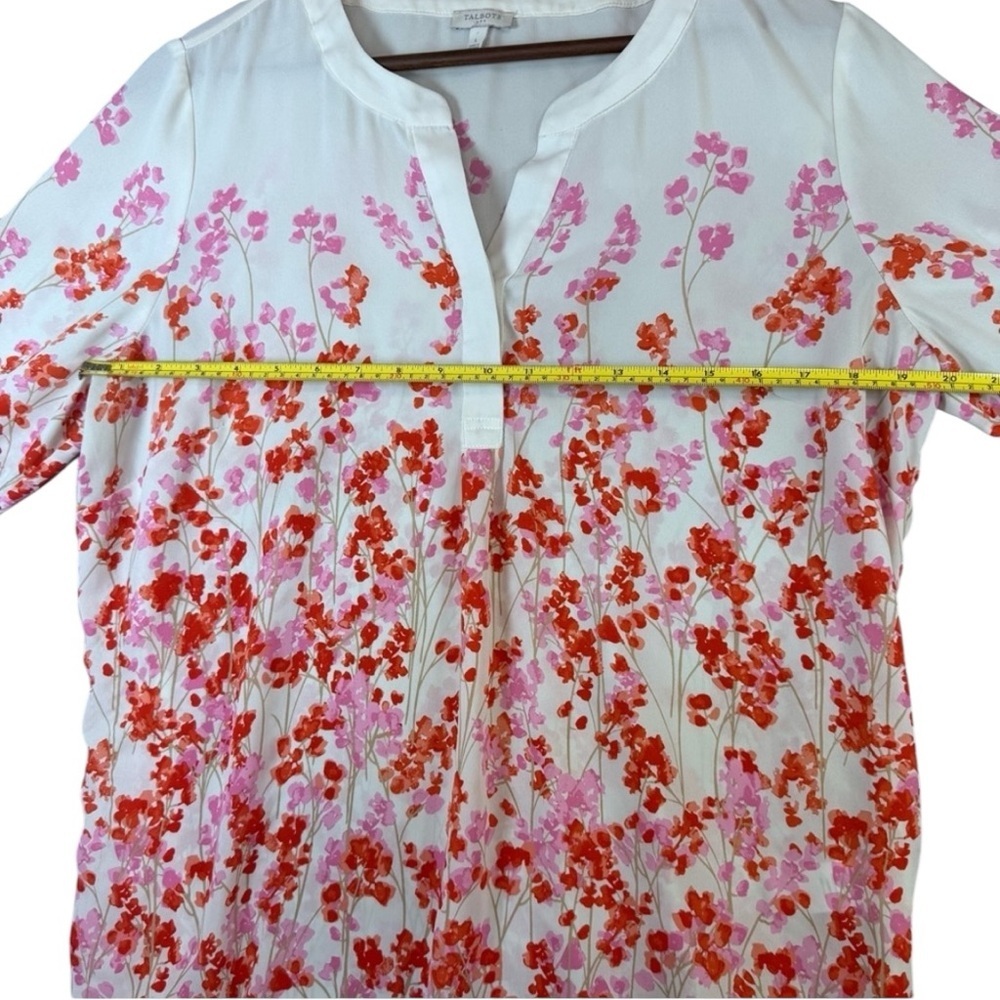 Talbots Pink and White Floral Women's Blouse Large - Picture 8 of 12